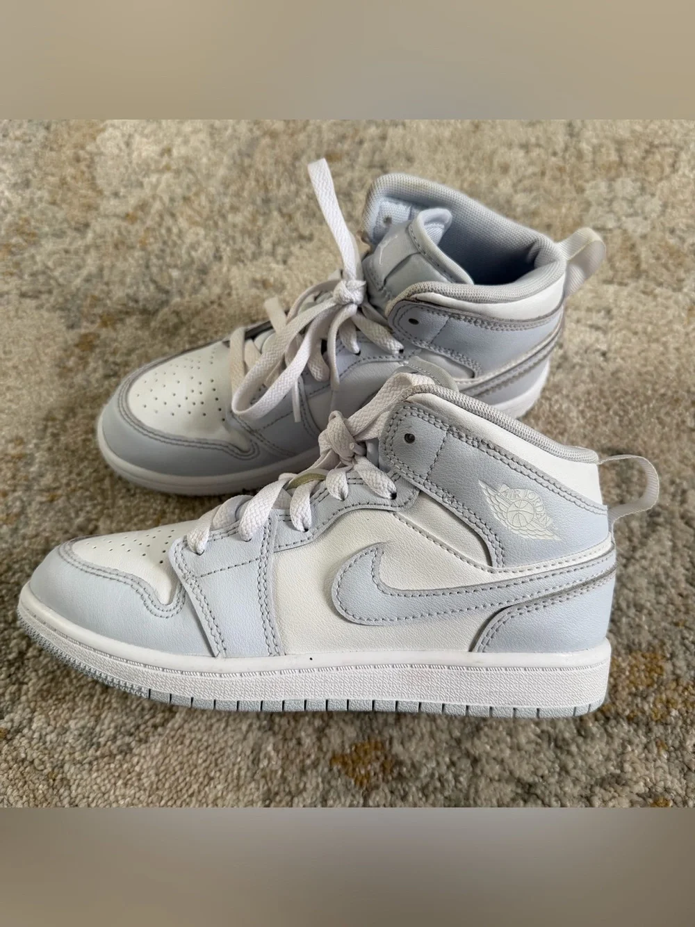 Nike Air Jordan Kids White and Light Gray High-Top Sneakers